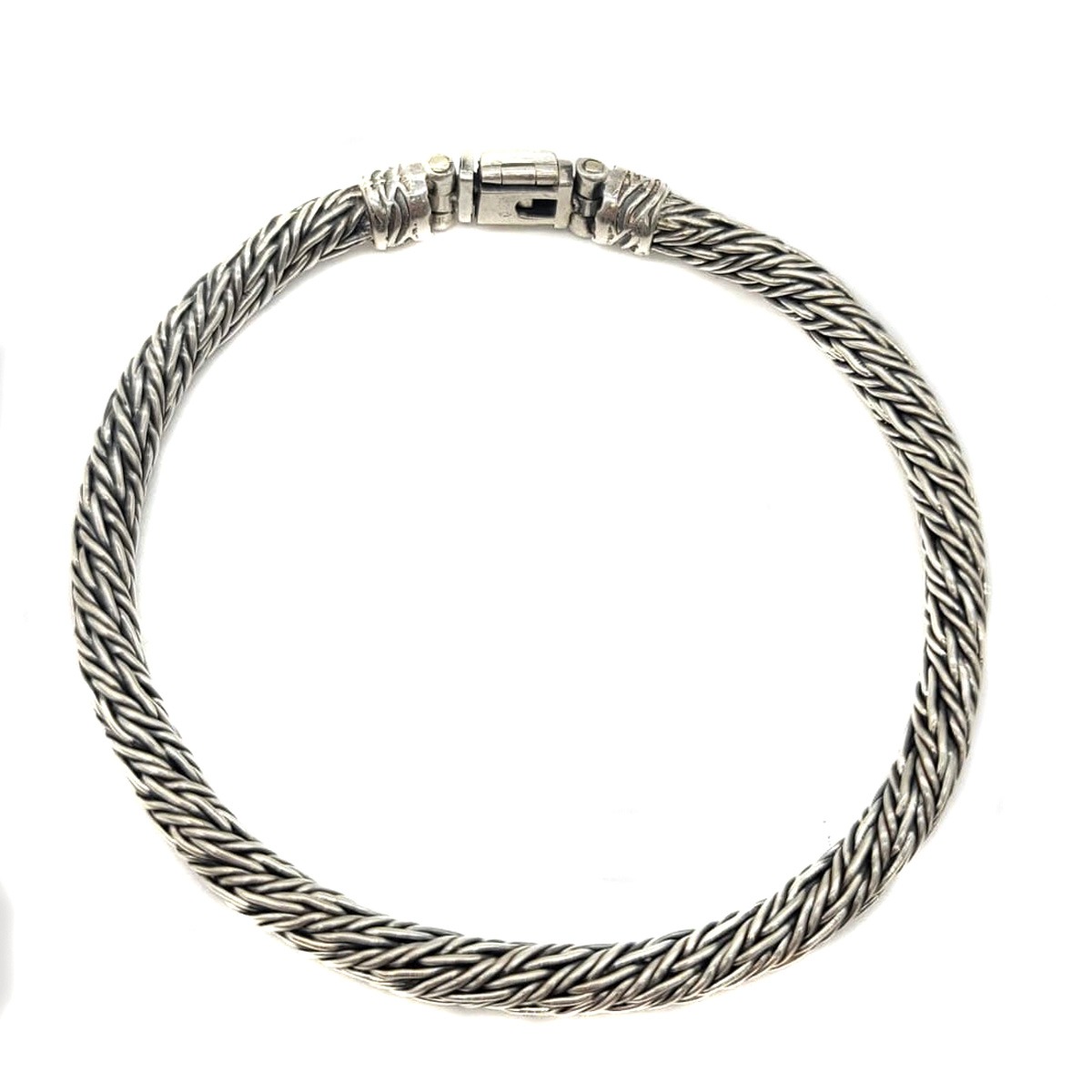 Pulso Tejido Plata 925 Pavonada 21cm X5mm