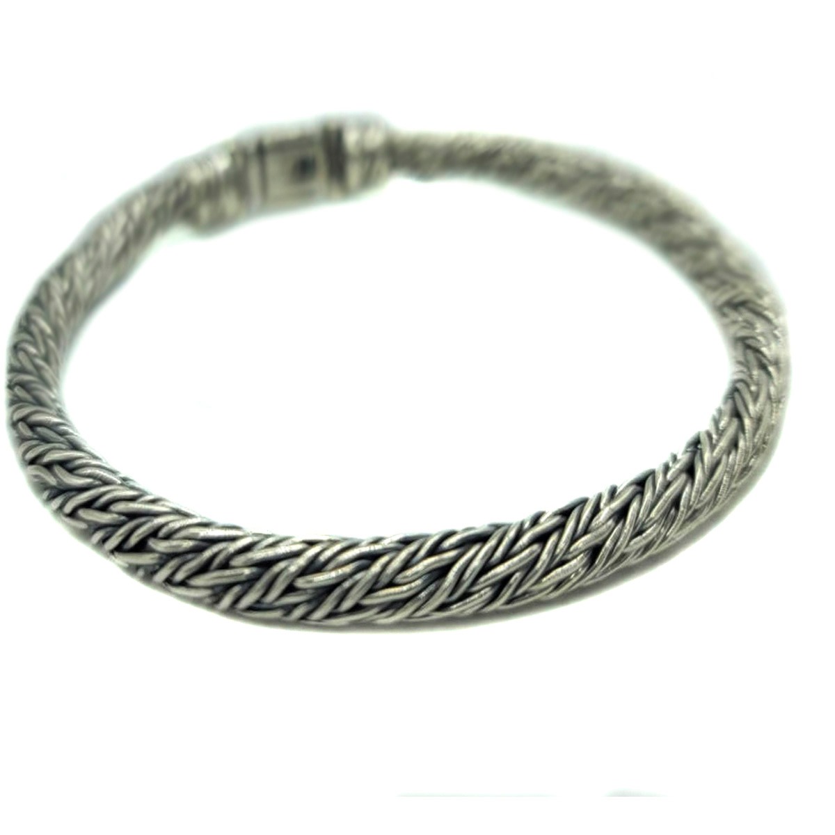 Pulso Tejido Plata 925 Pavonada 21cm X5mm