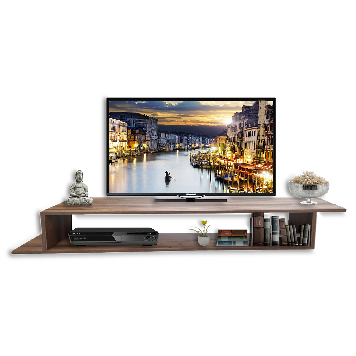 Repisa Mueble Flotante Modelo z para equipos de TV 110 x 25 cm Nogal Terracota