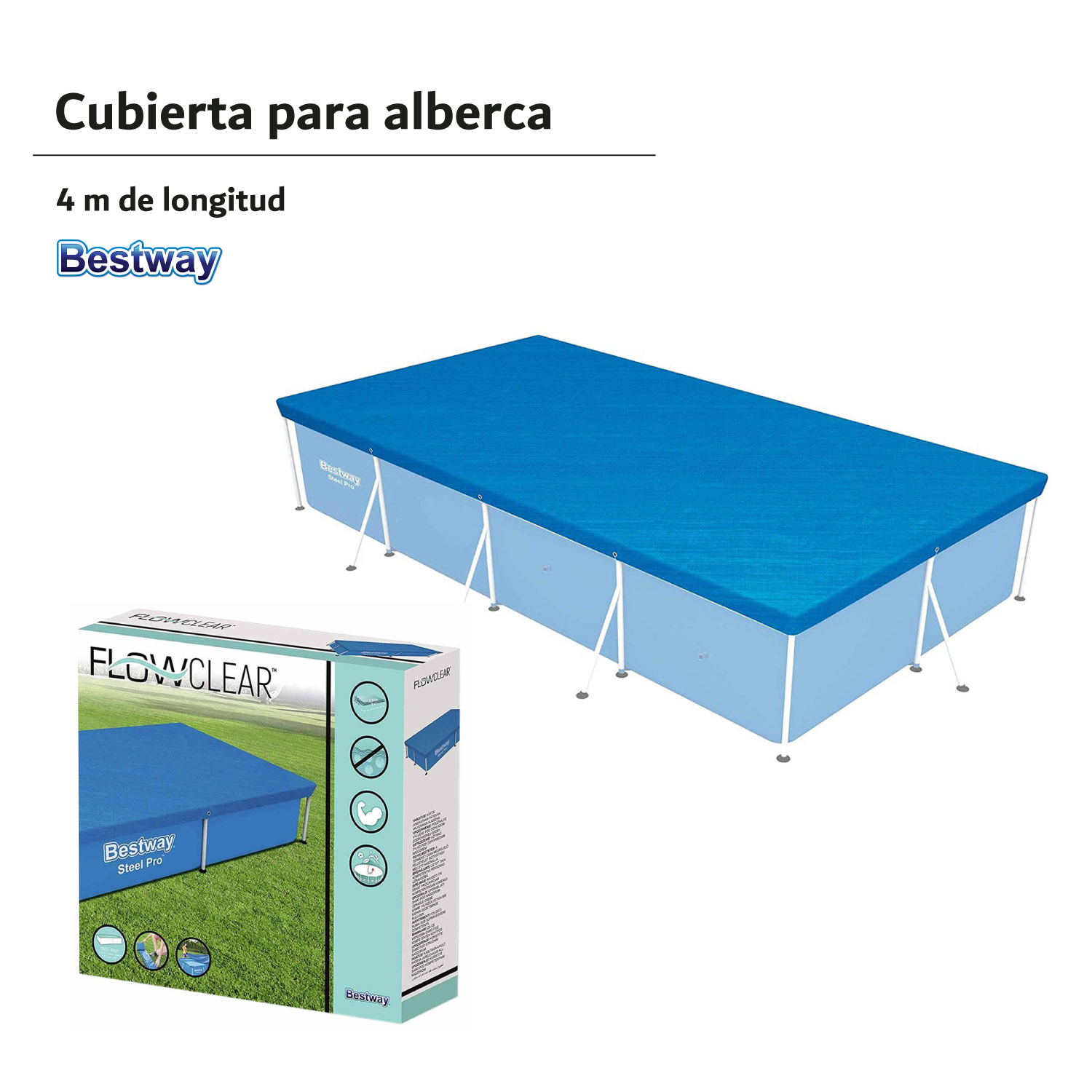 Cubierta Cobertor De Piscina Alberca Rectangular 4m Bestway 