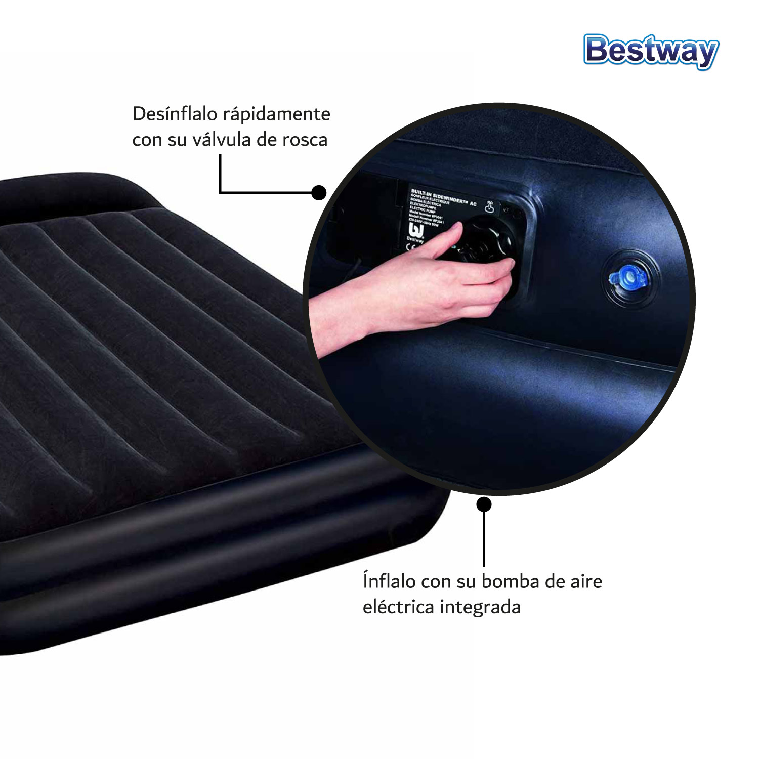 Colchon Inflable Queen Tritech Con Bomba Aire 203cm Bestway 