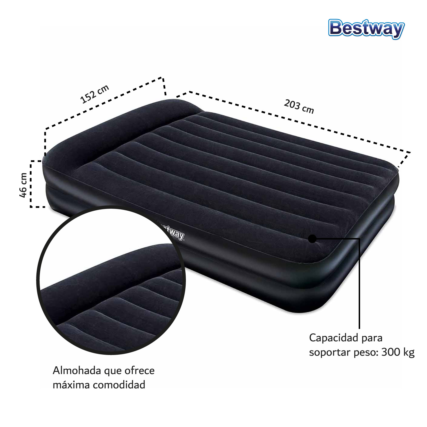 Colchon Inflable Queen Tritech Con Bomba Aire 203cm Bestway 