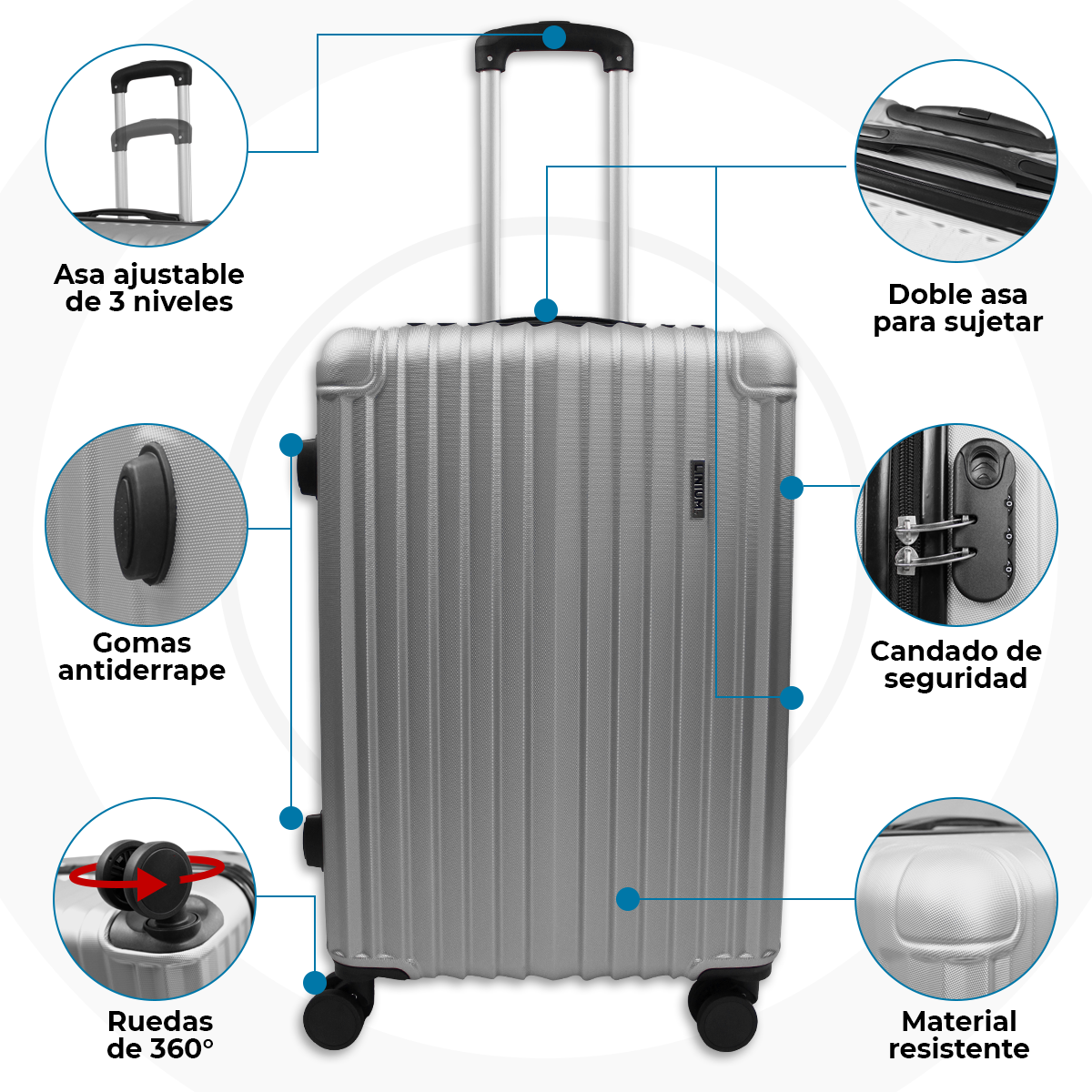 Set de 3 Maletas Rígidas LINIUM Deluxe Silver