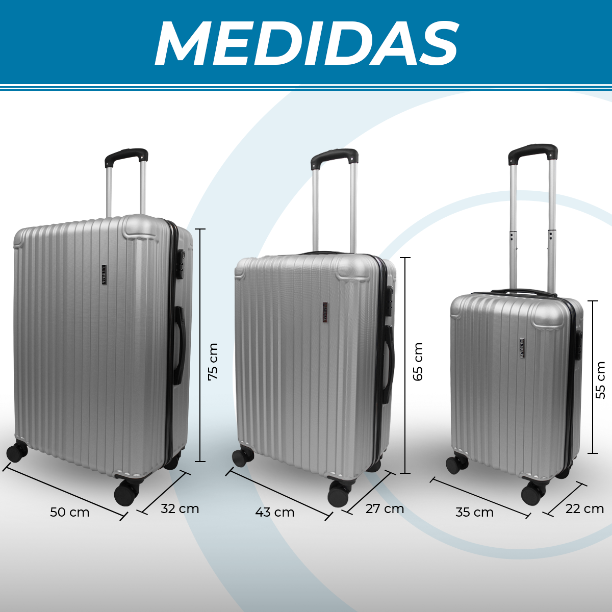 Set de 3 Maletas Rígidas LINIUM Deluxe Silver