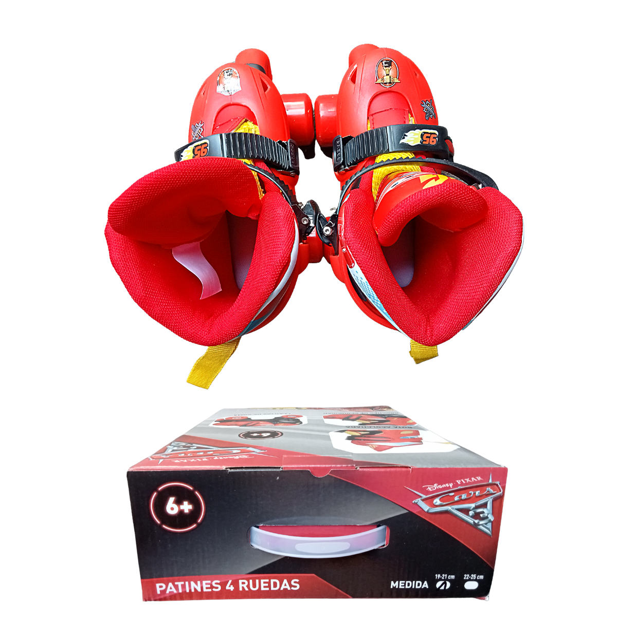 Patines Roller 4 Llantas Ajustables Disney Cars Rojos 19-21 cm