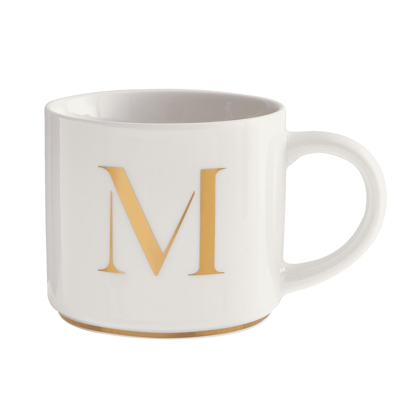 LuckyLy Tazas para Café de Iniciales Oro de 500ml , Grandes y Originales, Taza Térmica - Modelo Marla, Letra M