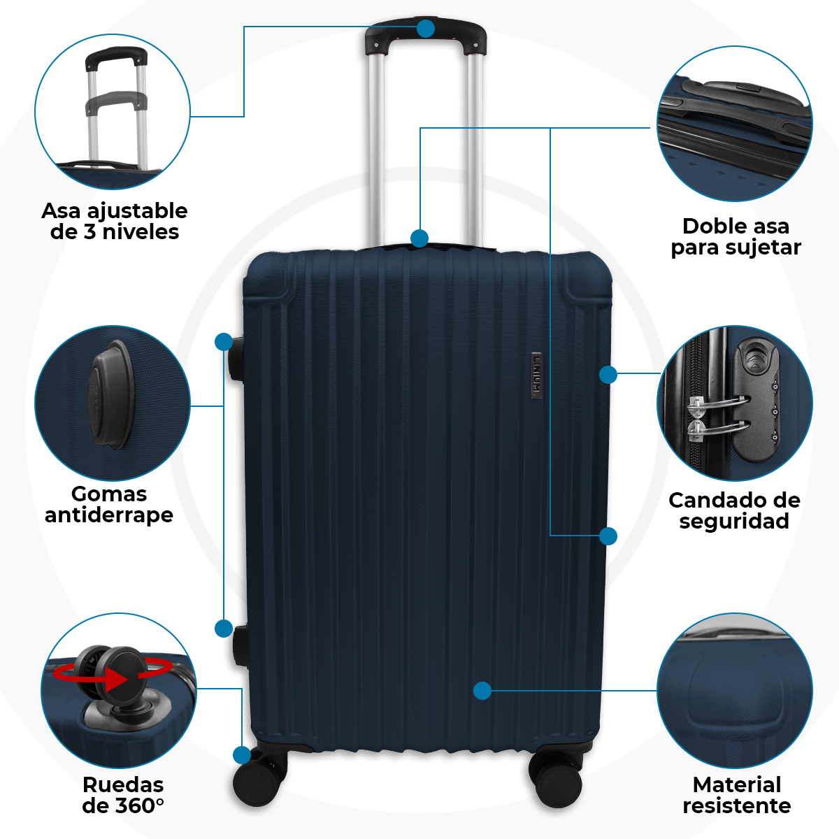 Set de 3 Maletas Rígidas Azul LINIUM Deluxe Blue
