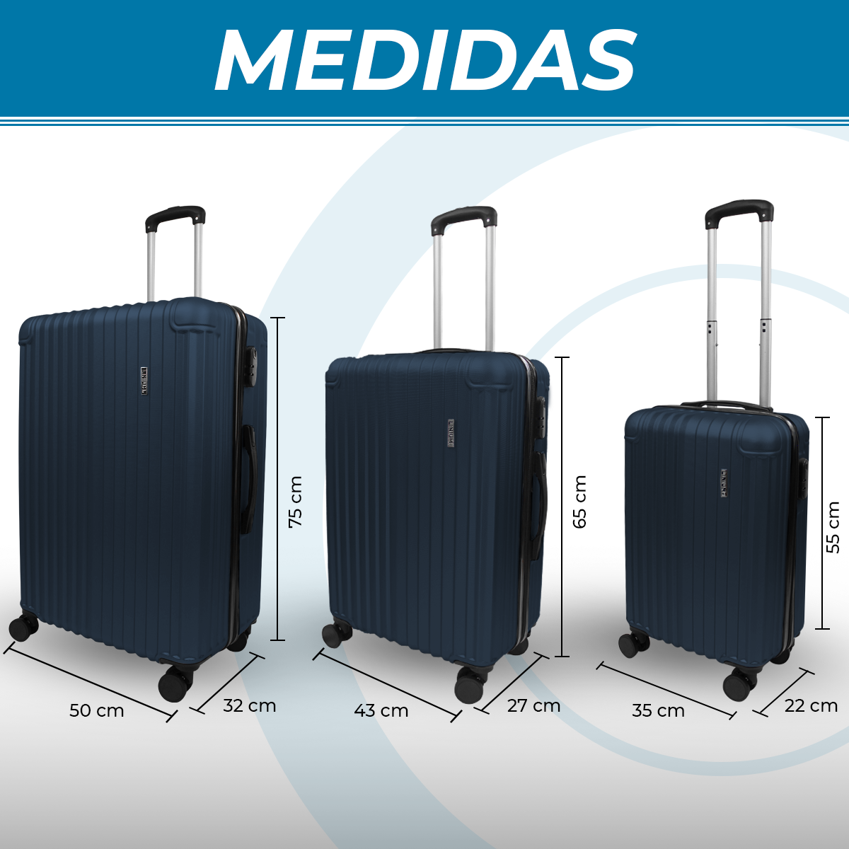 Set de 3 Maletas Rígidas Azul LINIUM Deluxe Blue