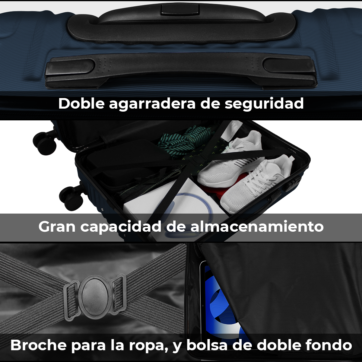 Set de 3 Maletas Rígidas Azul LINIUM Deluxe Blue