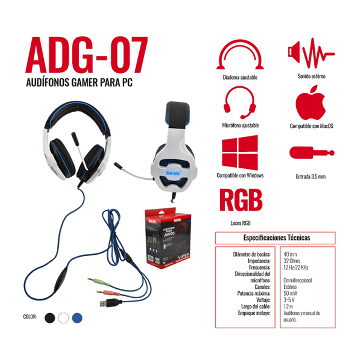 Audífonos para Juego LinkBits ADG-07 - Blanco