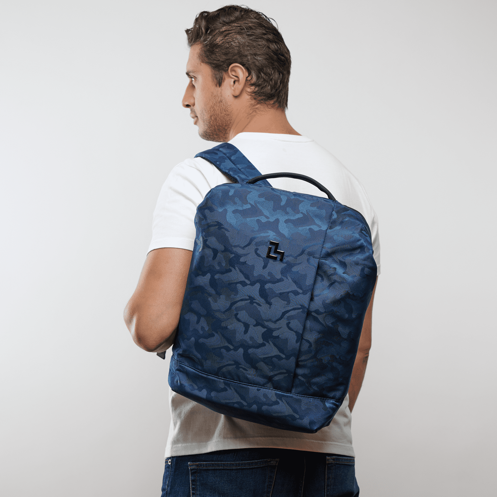 LUCKMAN Mochila para Laptop hasta 15.6 Pulgadas, Moderna Antirrobo, Múltiples Compartimentos, Backpack Hombre Ejecutiva, Escolar de Viaje, Funcional Resistente, Repelente al Agua - Mateo, Azul Militar