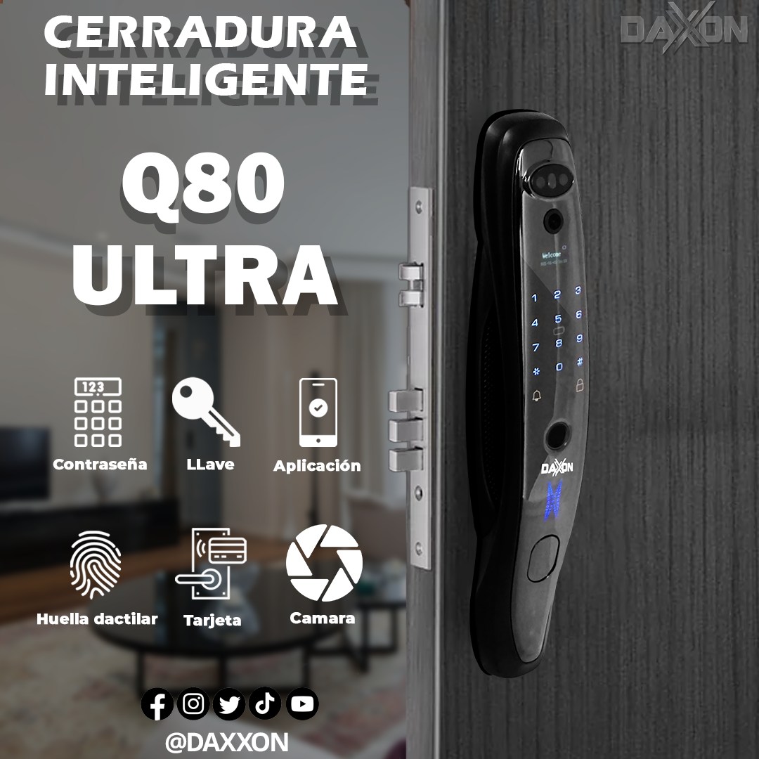 Chapa Cerradura Electronico Inteligente Digital Huella Q80 ULTRA RECONOCIMIENTO FACIAL