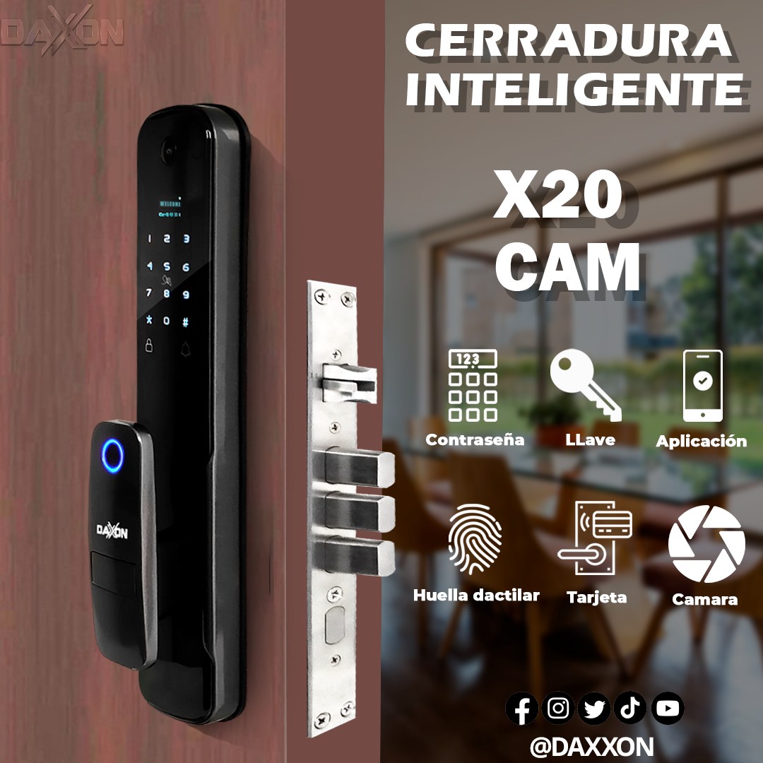 Cerradura Inteligente Digital Huella Wifi Casa X20 CAM (5 Métodos de apertura)