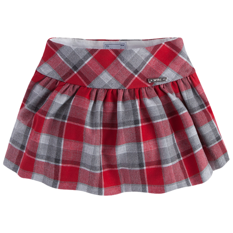 Conjunto camiseta de manga larga y falda con diseño a cuadros para niña marca Mayoral