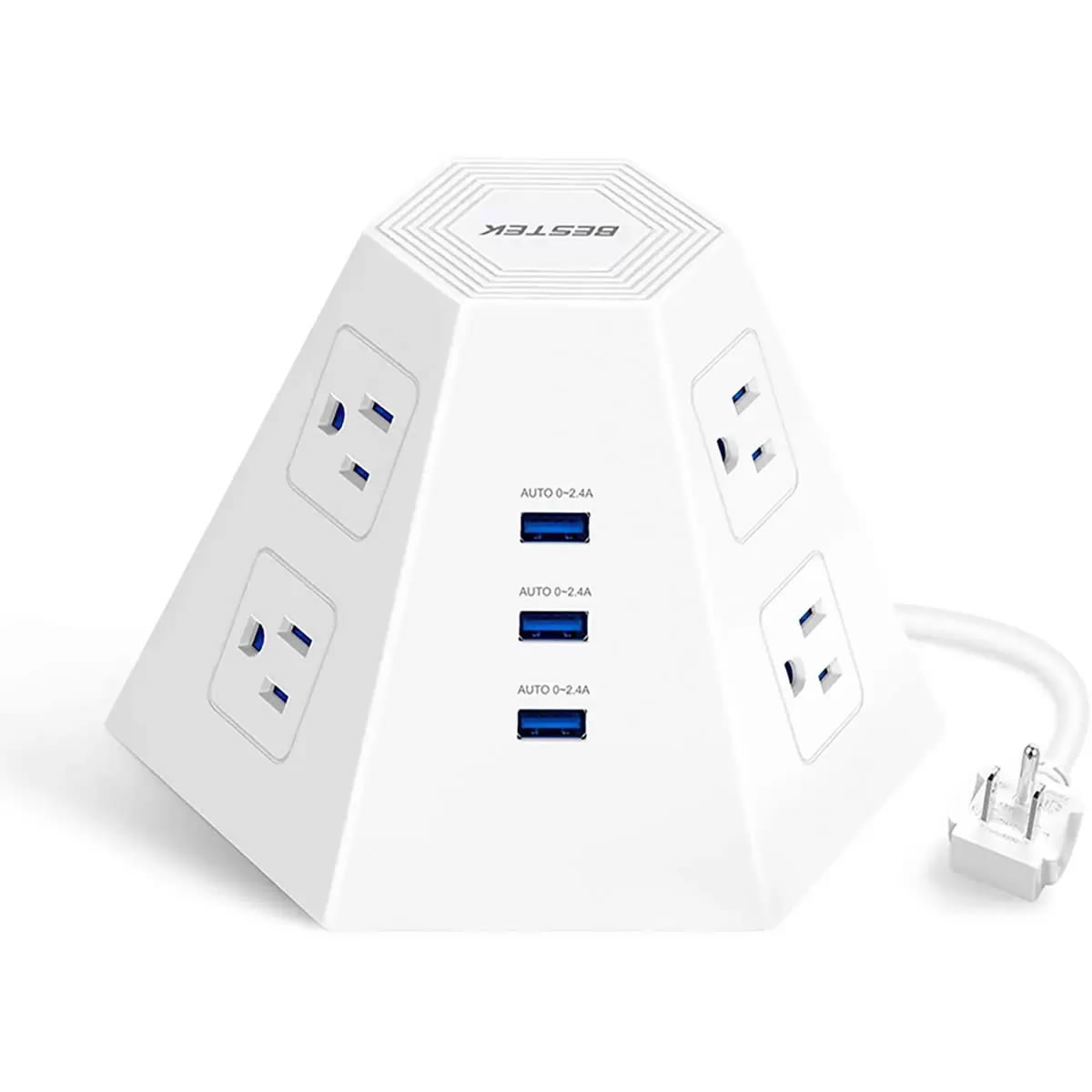 Supresor Multicontacto Piramidal 6AC 3USB Bestek MRJ6016 CST