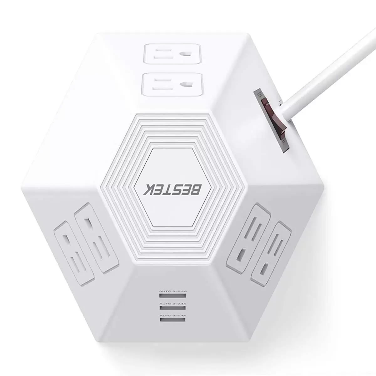 Supresor Multicontacto Piramidal 6AC 3USB Bestek MRJ6016 CST