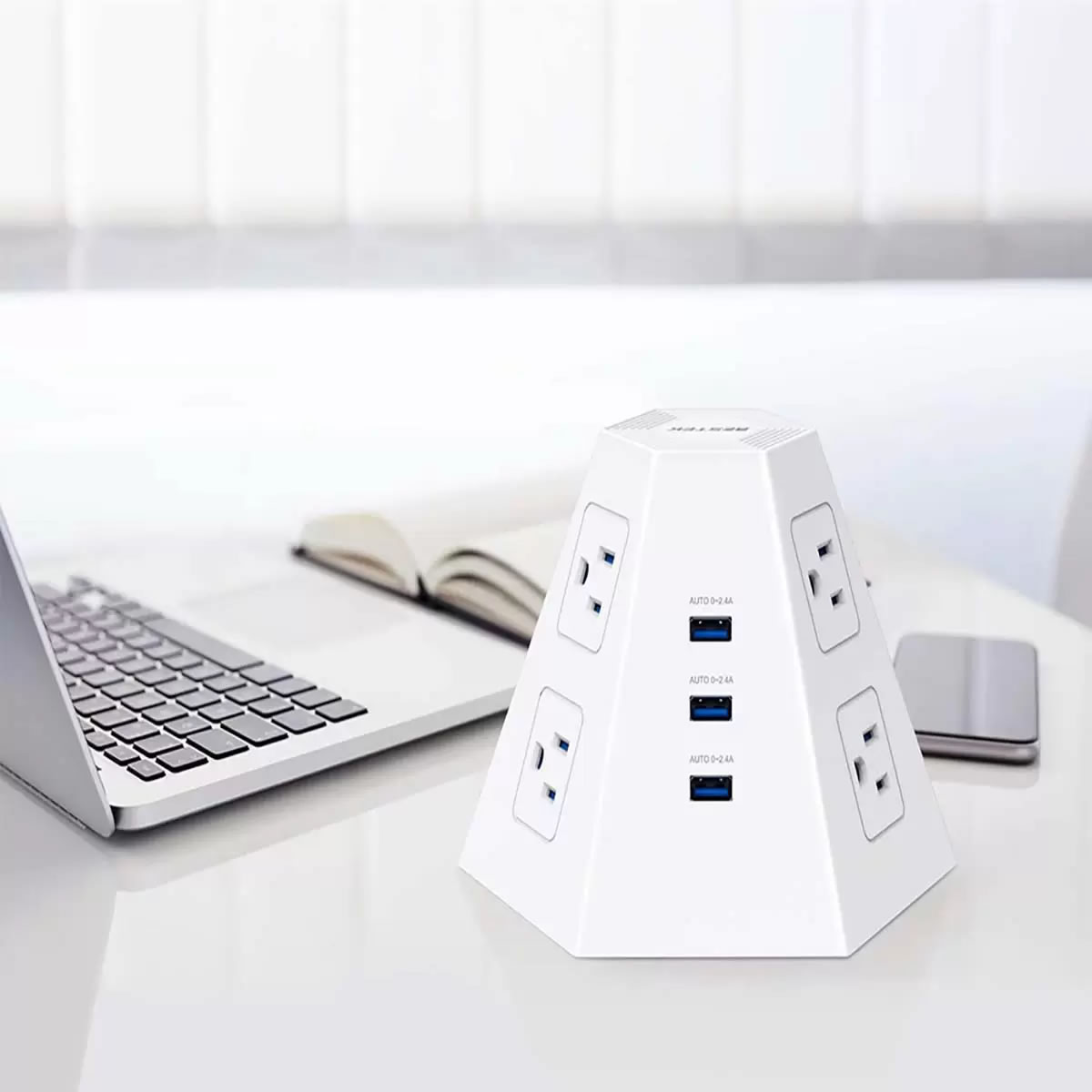 Supresor Multicontacto Piramidal 6AC 3USB Bestek MRJ6016 CST