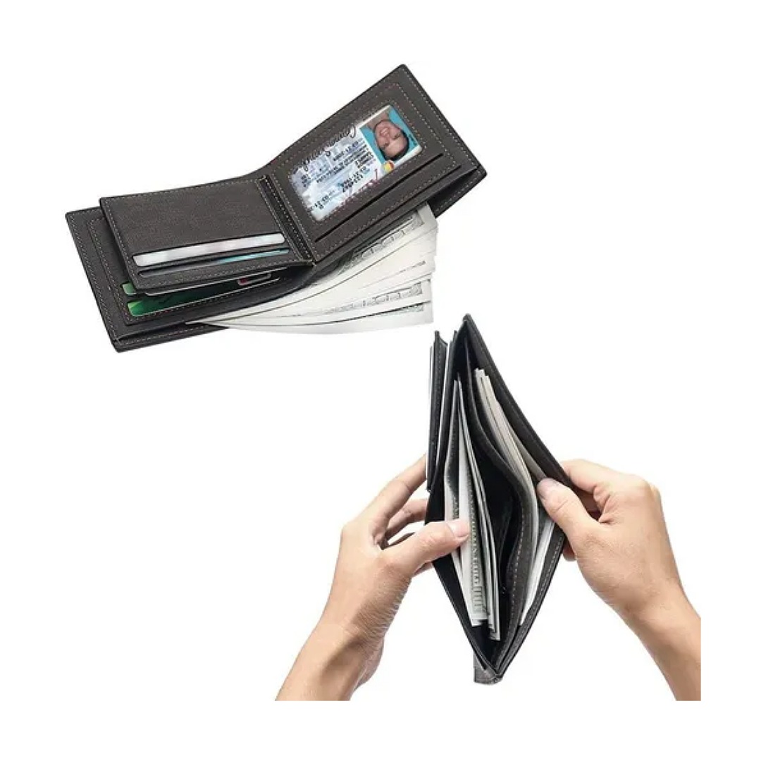 Cartera Billetera De Cuero Con Múltiples Tarjetas Para Hombre