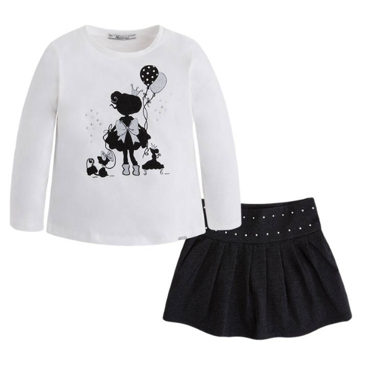 Conjunto con camiseta de manga larga y falda para niña marca Mayoral