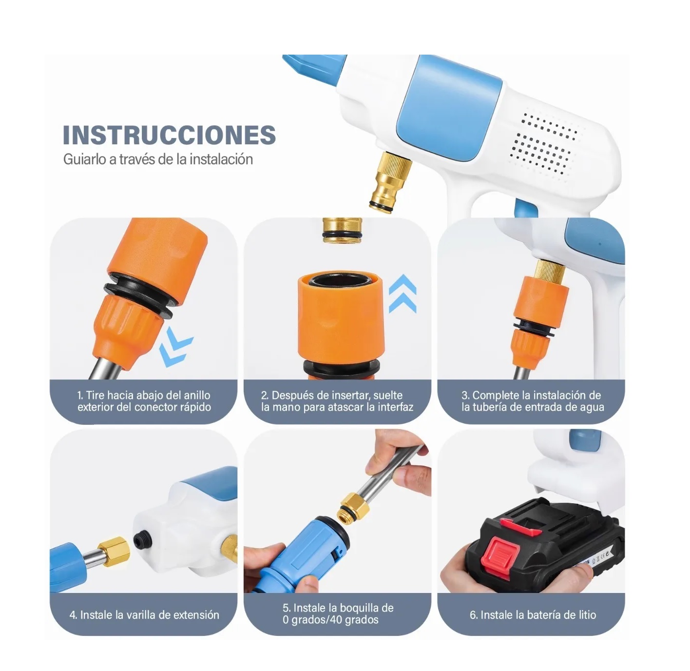 Hidrolavadora Inalámbrica Portátil Para Limpieza De 24v Blanco