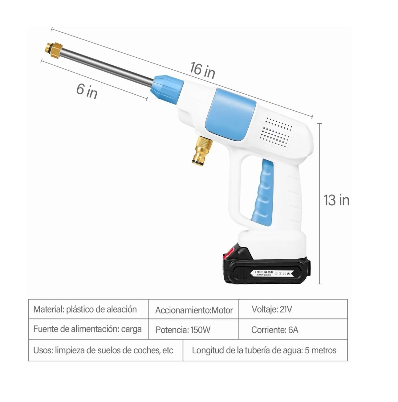 Hidrolavadora Inalámbrica Portátil Para Limpieza De 24v Blanco