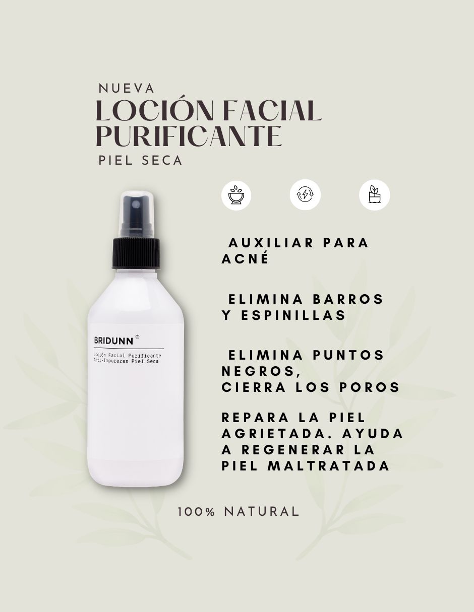 Loción de limpieza Facial Piel Seca Tónico hidratante, antiséptica astringente anti acné para imperfecciones y puntos negros, efecto aclarante natural con extracto de mirra