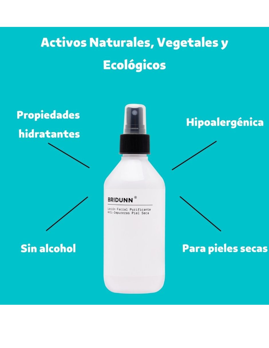 Loción de limpieza Facial Piel Seca Tónico hidratante, antiséptica astringente anti acné para imperfecciones y puntos negros, efecto aclarante natural con extracto de mirra