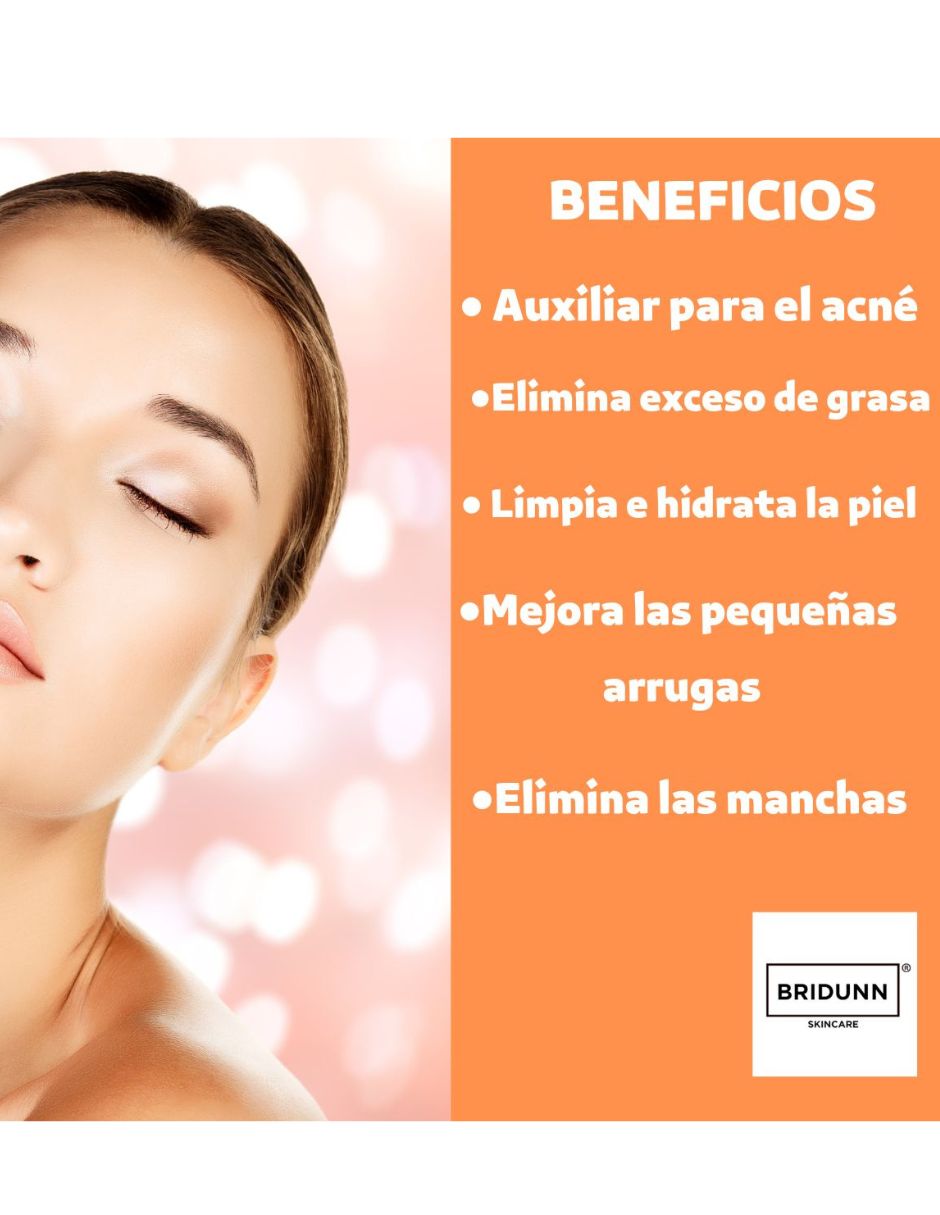 Loción de limpieza Facial Anti Acné, Tónico Anti Grasa, Cierra poros y elimina puntos negros, Astringente con extractos naturales Té verde sin alcohol Bridunn.