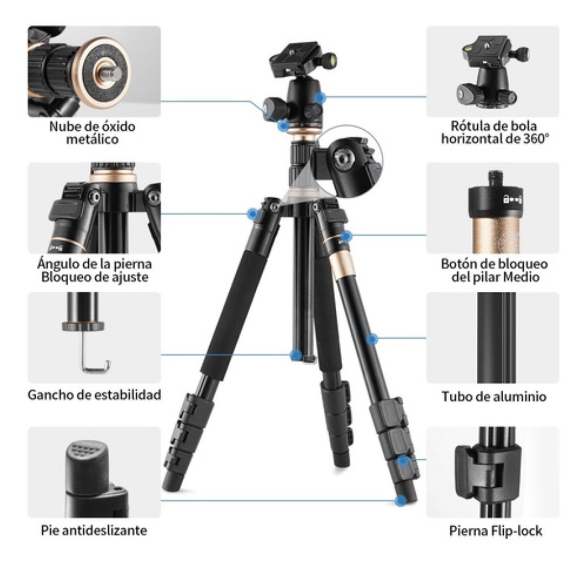Trípode Estabilizador Profesional Y Portátil Para Cámara