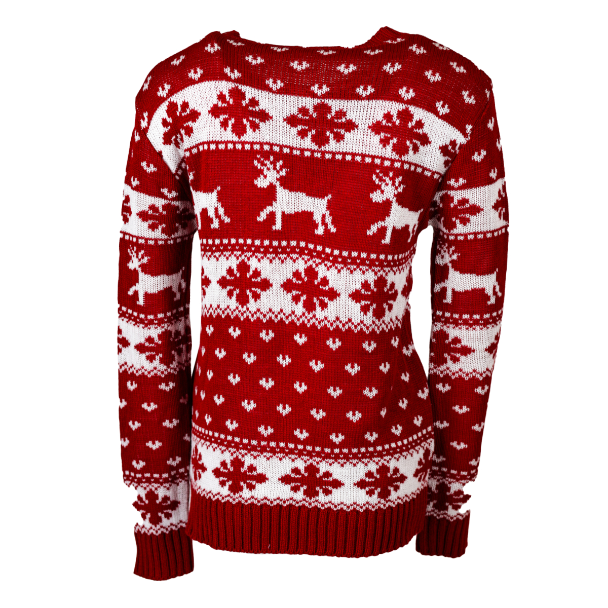 Sueter Navideño Con Diseño De Renos Y Copos De Nieve Para Mujer 66 - Rojo