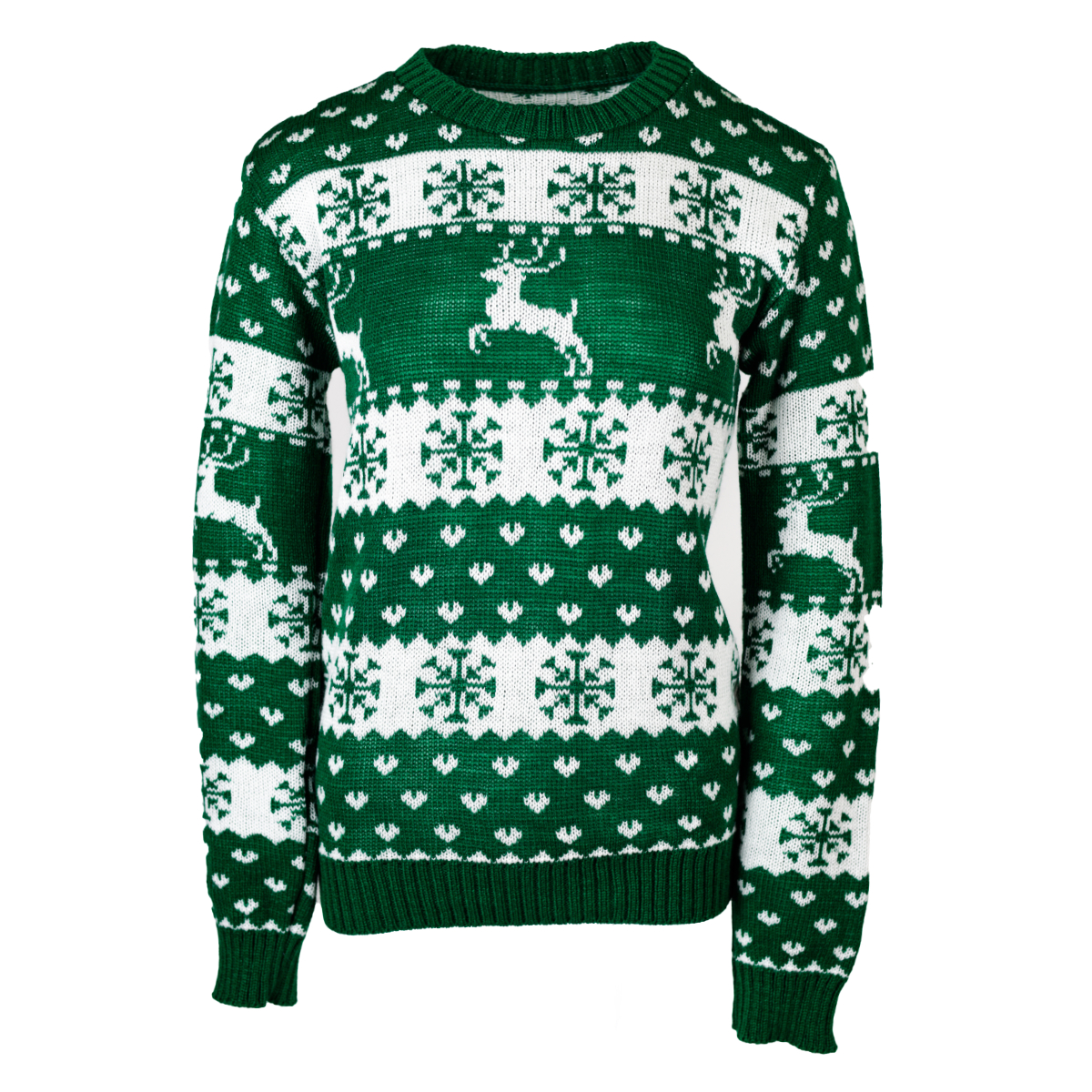 Sueter Navideño Con Diseño De Renos Y Copos De Nieve Para Mujer 66 - Verde