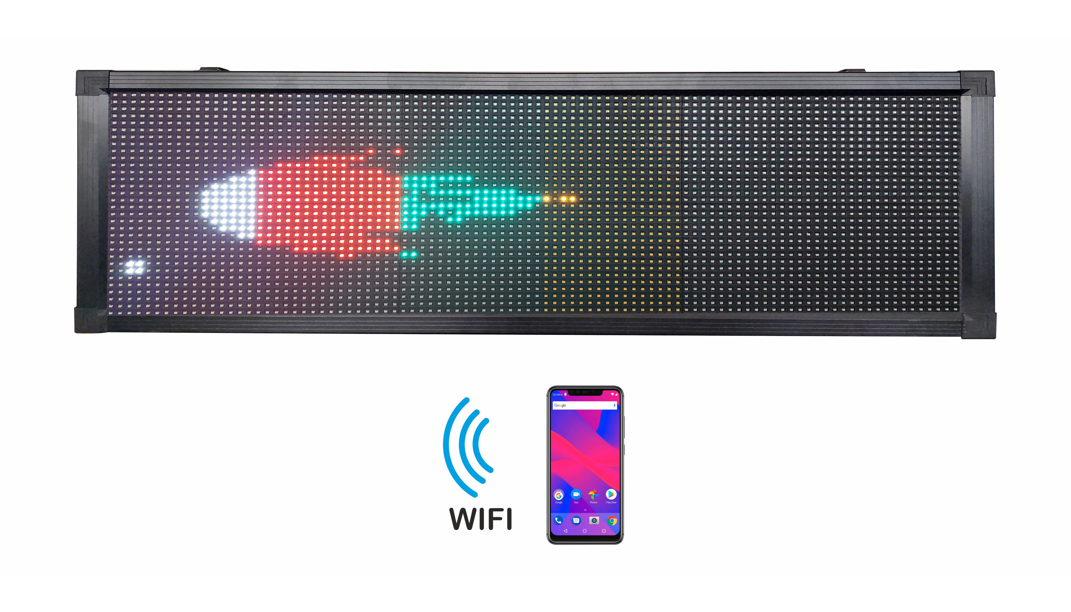 Letrero Led Programable Multicolor Por Wifi 100x40cm Para Publicidad, Facil de usar.