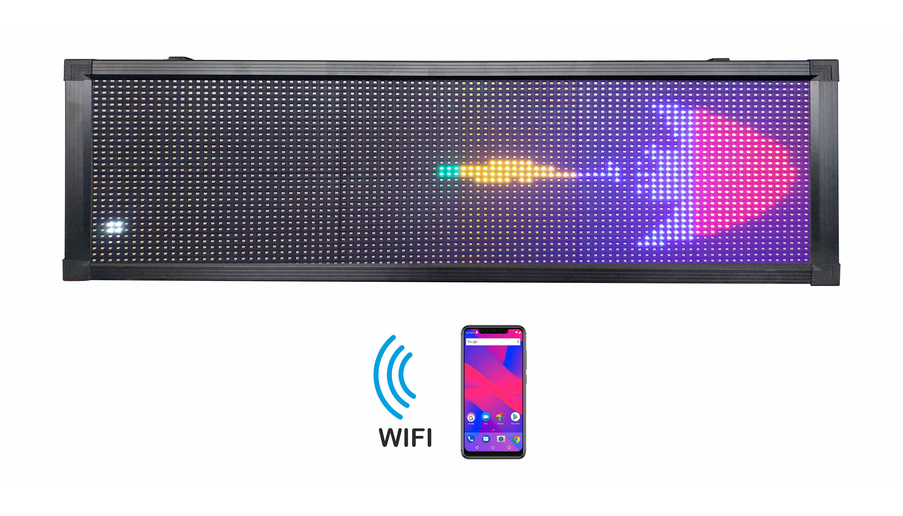 Letrero Led Programable Multicolor Por Wifi 100x40cm Para Publicidad, Facil de usar.
