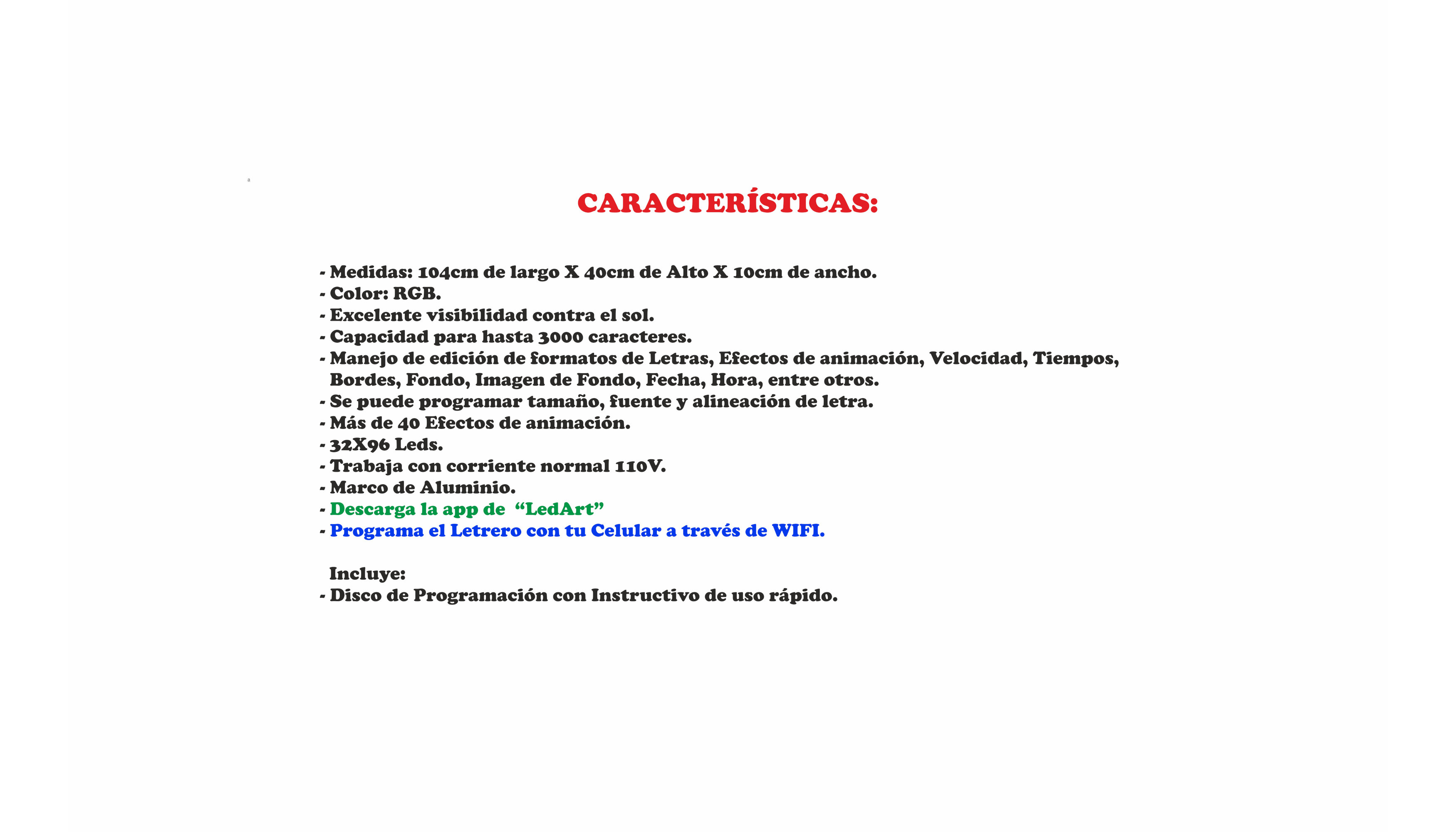 Letrero Led Programable RGB Por Wifi 100x40cm Para Publicidad, Facil de usar.