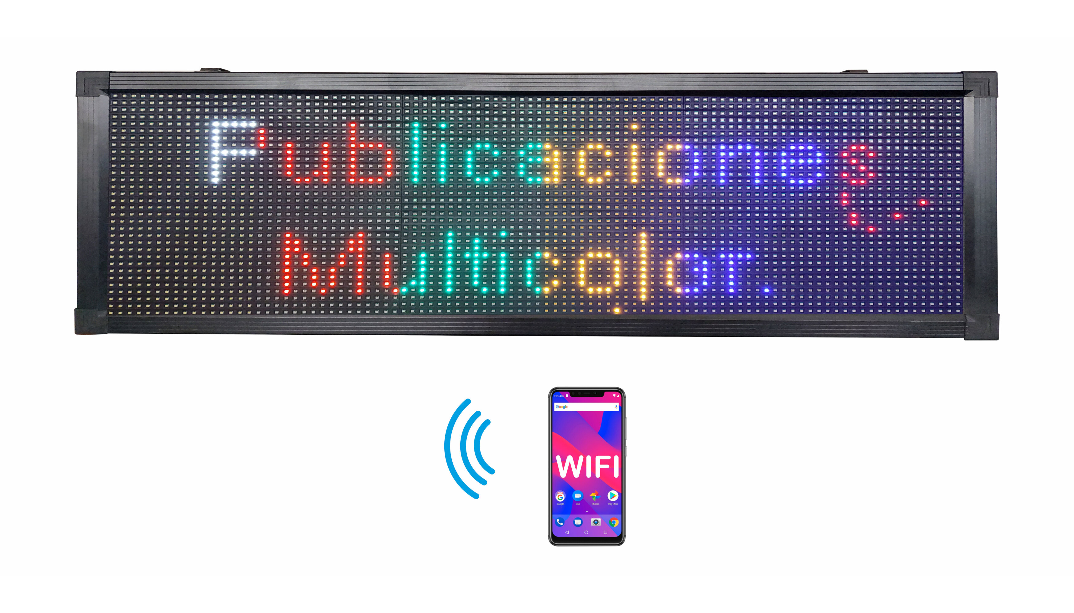 Letrero Led Programable Multicolor Por Wifi 100x40cm Para Publicidad, Facil de usar.