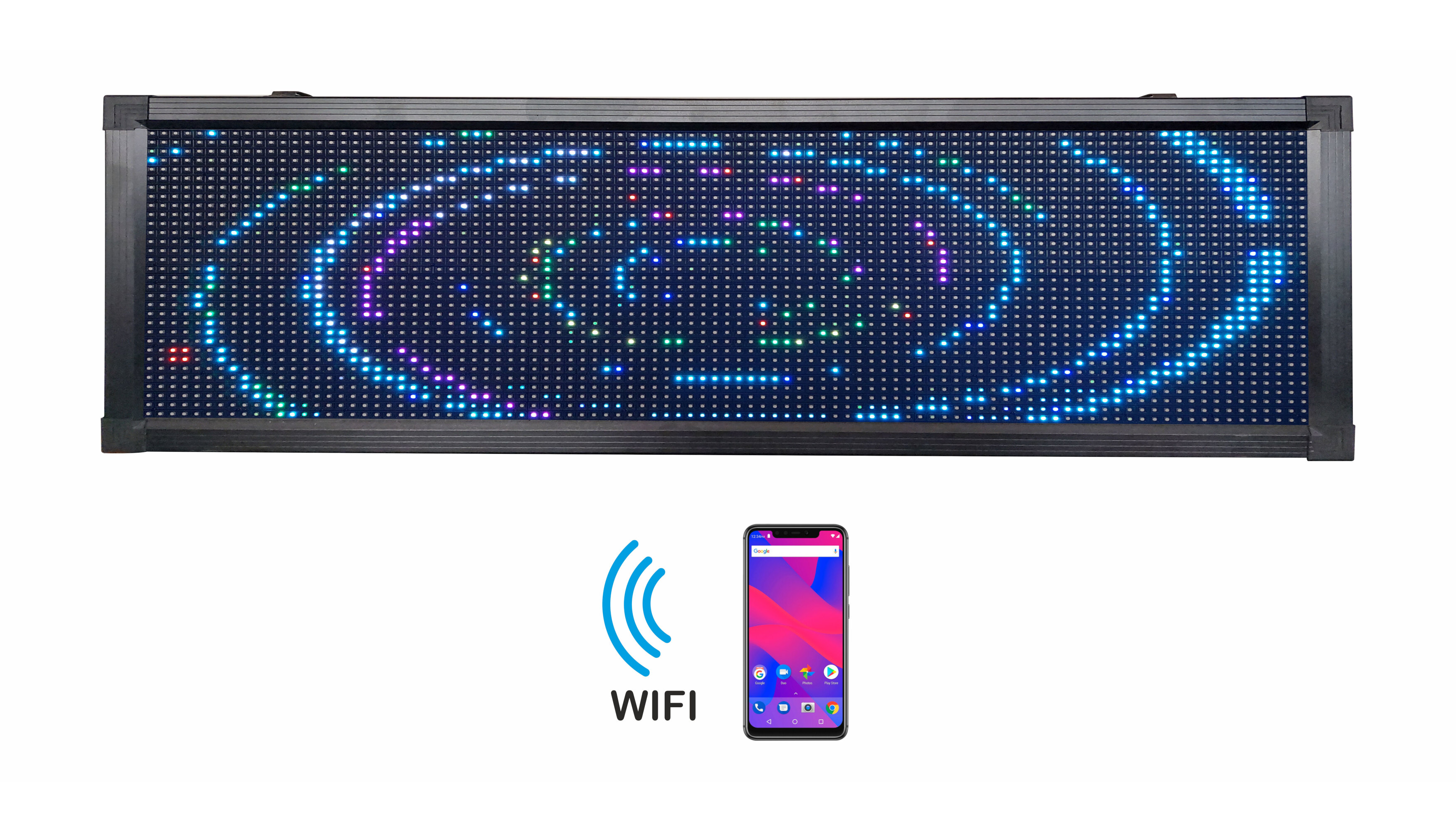 Letrero Led Programable RGB Por Wifi 100x40cm Para Publicidad, Facil de usar.