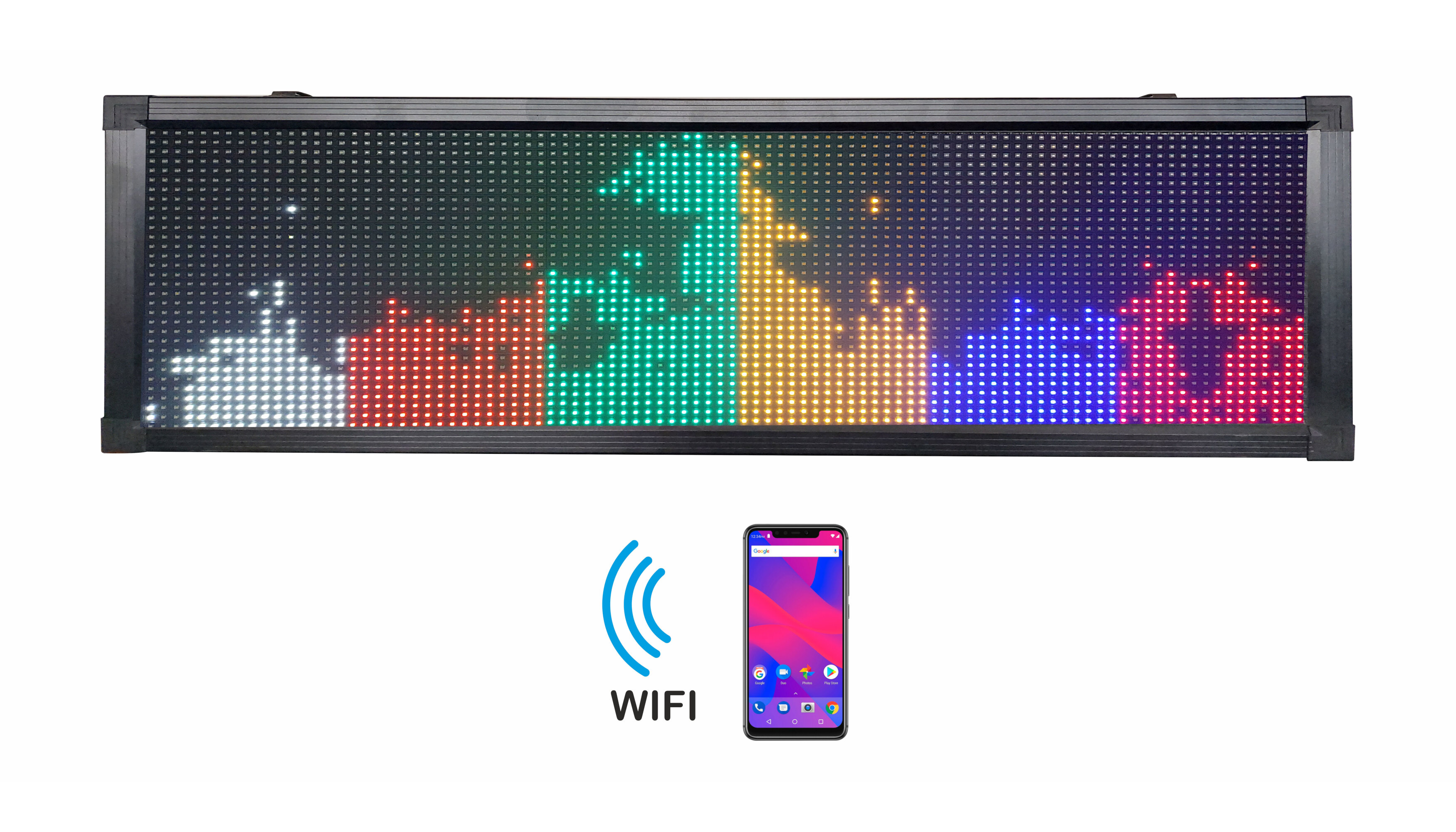 Letrero Led Programable Multicolor Por Wifi 100x40cm Para Publicidad, Facil de usar.
