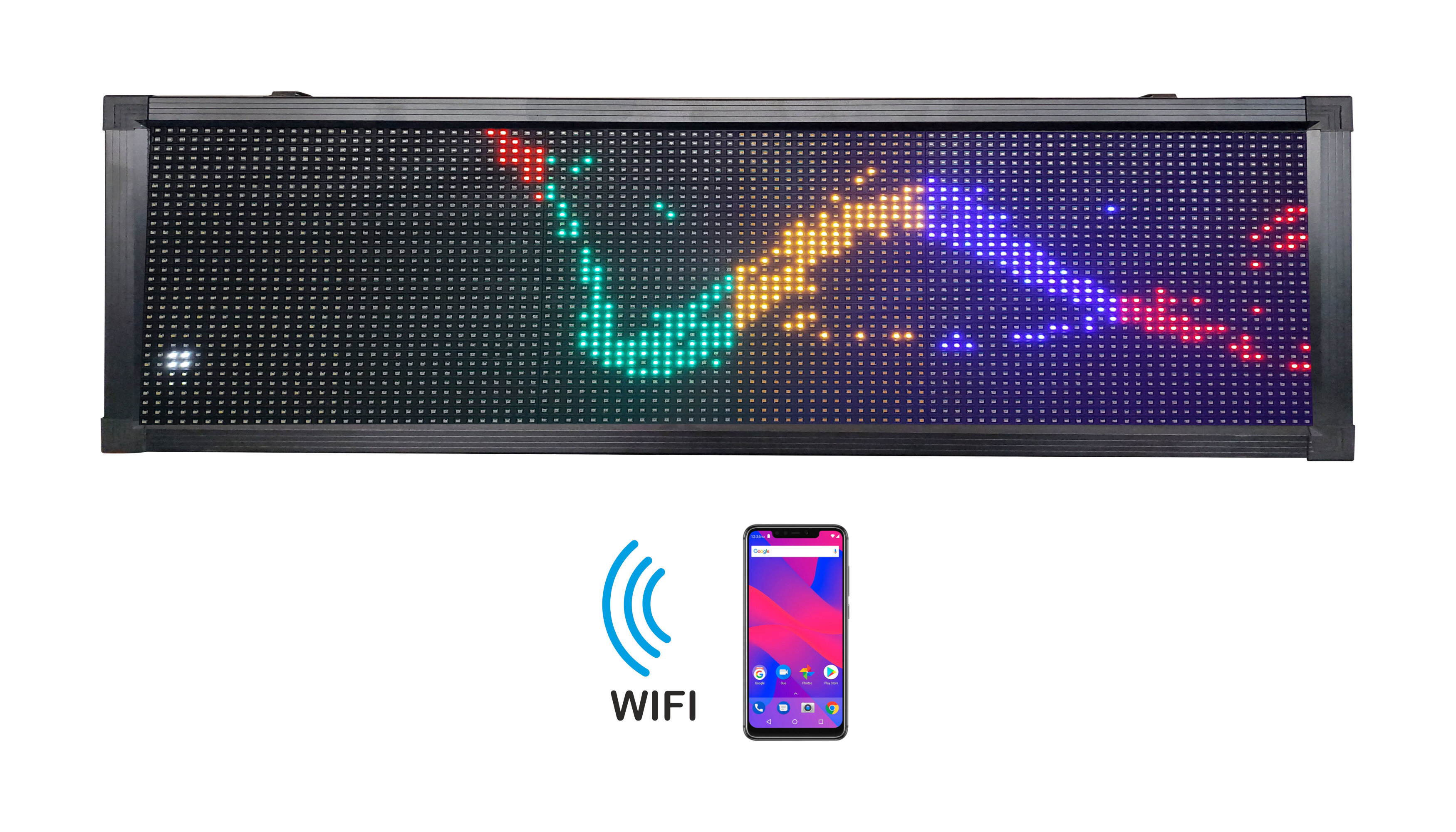 Letrero Led Programable Multicolor Por Wifi 100x40cm Para Publicidad, Facil de usar.