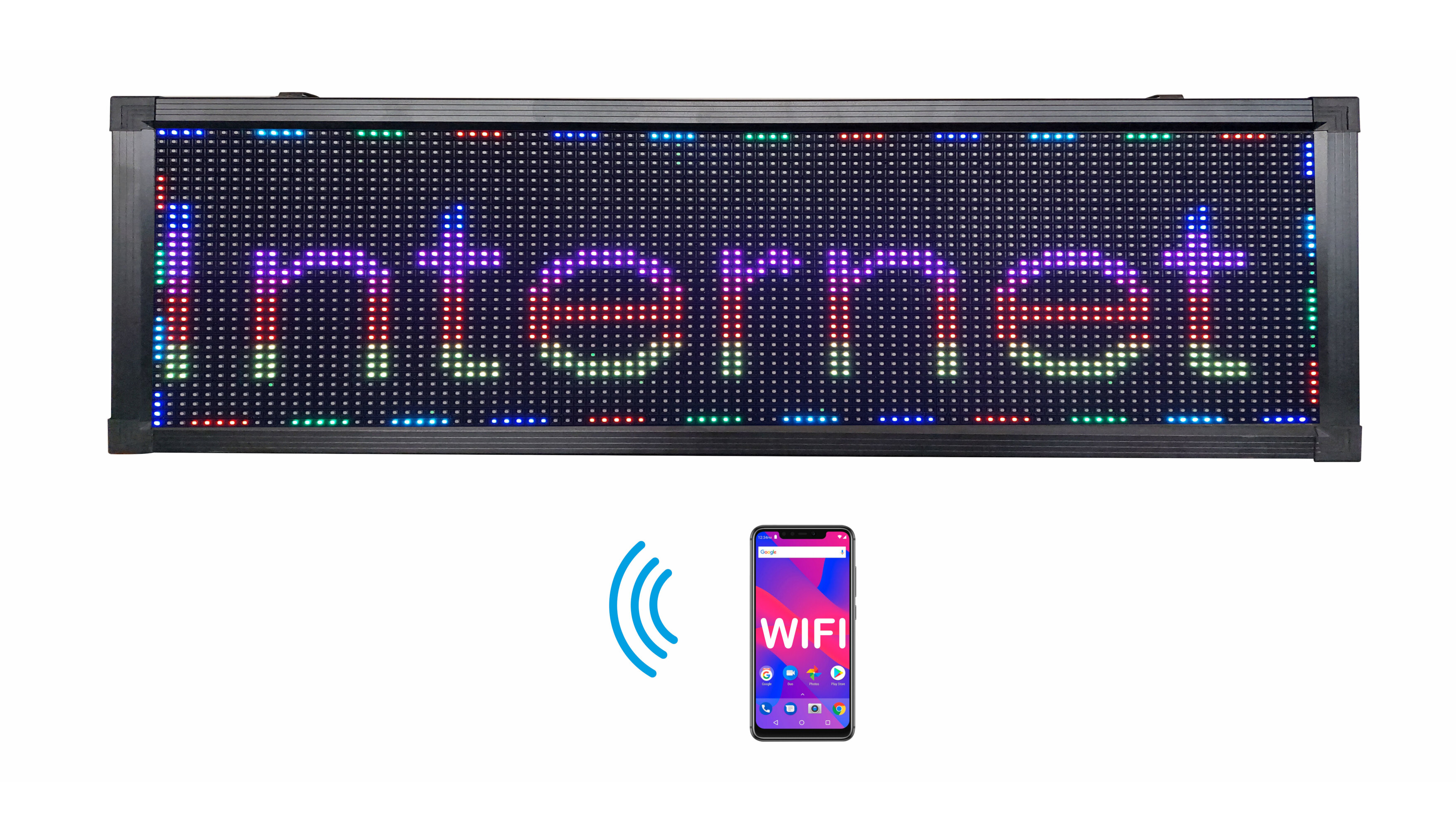 Letrero Led Programable RGB Por Wifi 100x40cm Para Publicidad, Facil de usar.