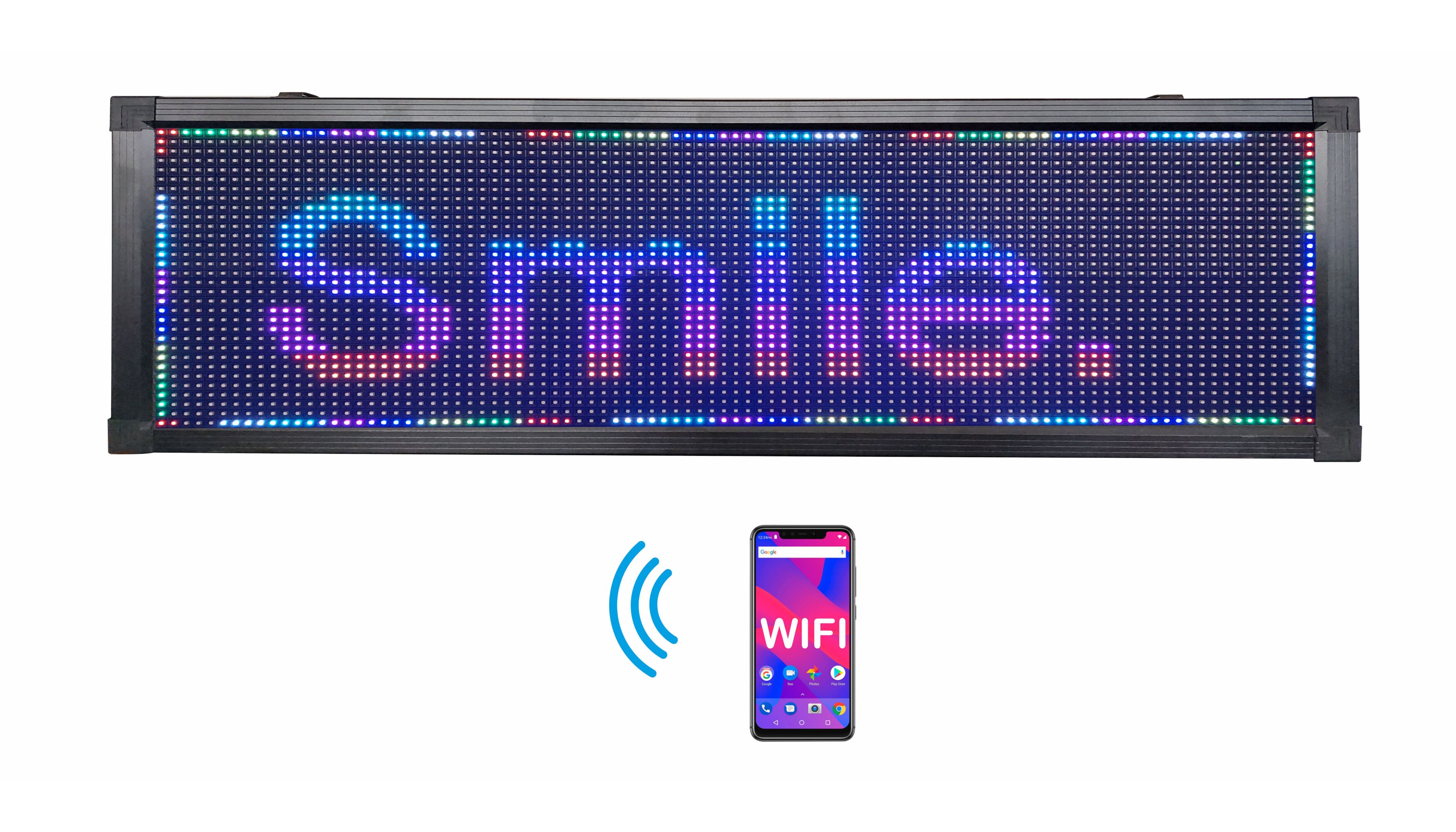 Letrero Led Programable RGB Por Wifi 100x40cm Para Publicidad, Facil de usar.