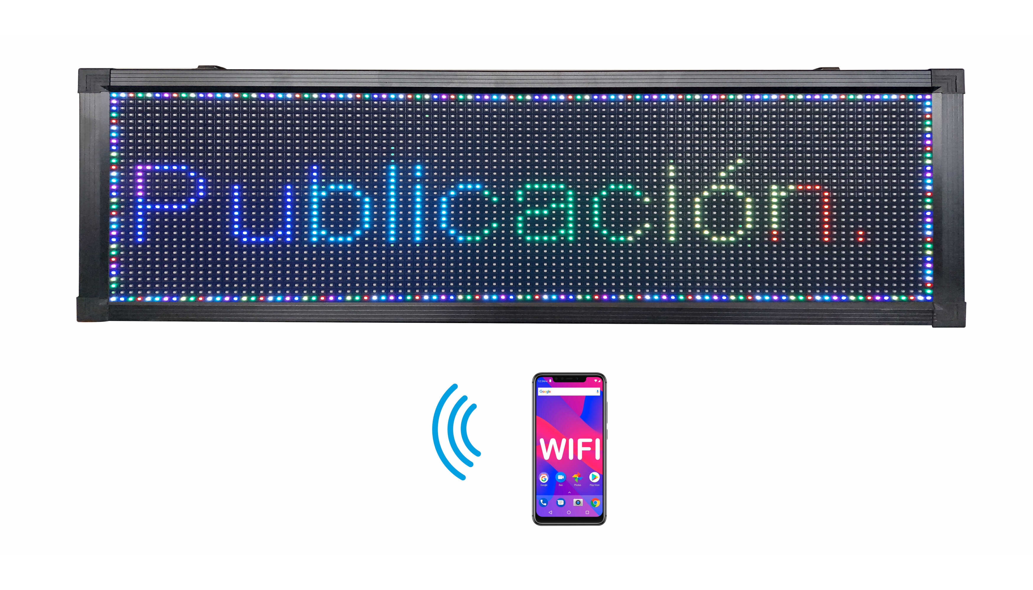 Letrero Led Programable RGB Por Wifi 100x40cm Para Publicidad, Facil de usar.