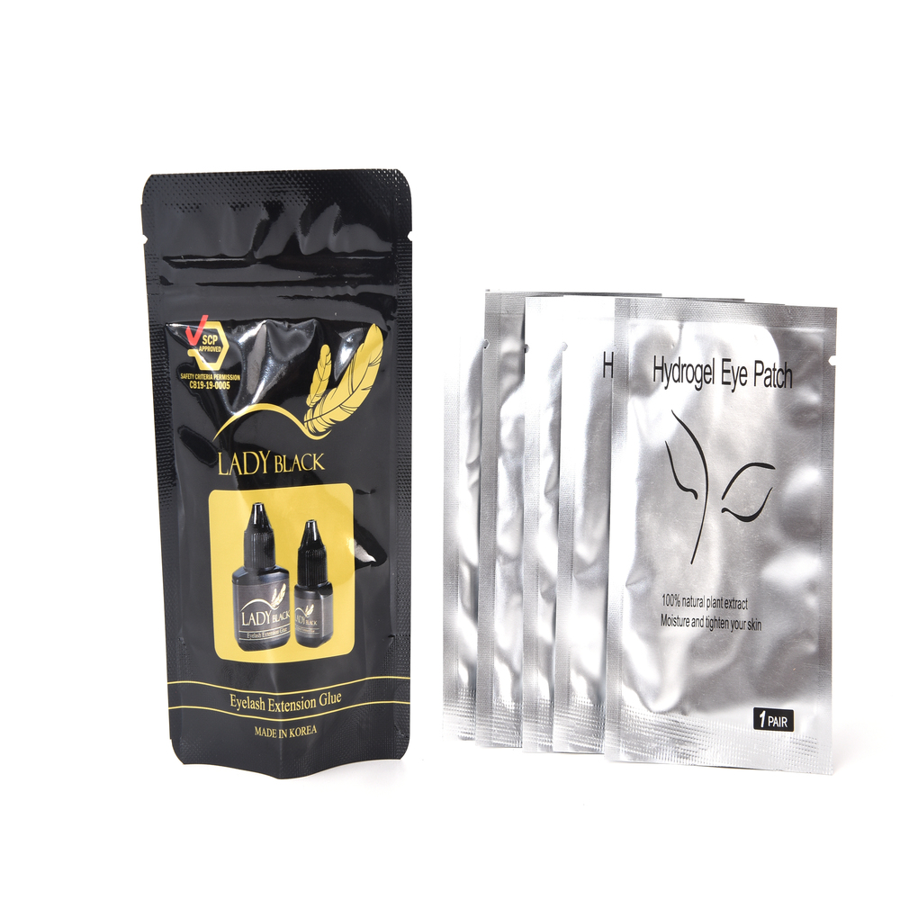 Adhesivo Para Pestañas 1 X 1 Lady Black + Parches + Cepillos