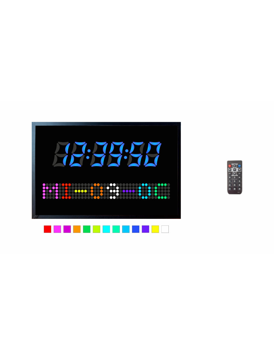 Reloj Digital De Pared RGB Con Control Remoto y Cronometro, Cambia de Color al gusto.