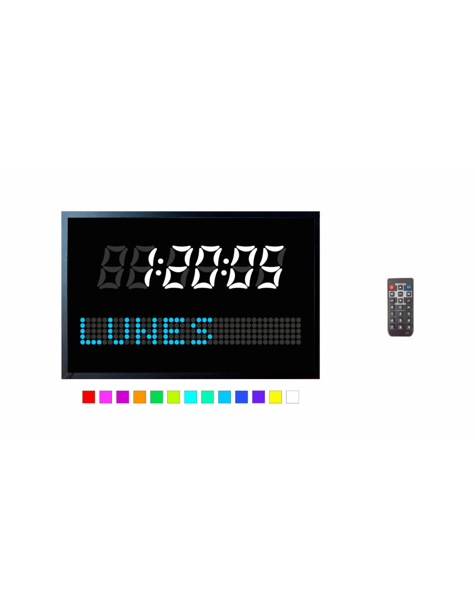 Reloj Digital De Pared RGB Con Control Remoto y Cronometro, Cambia de Color al gusto.