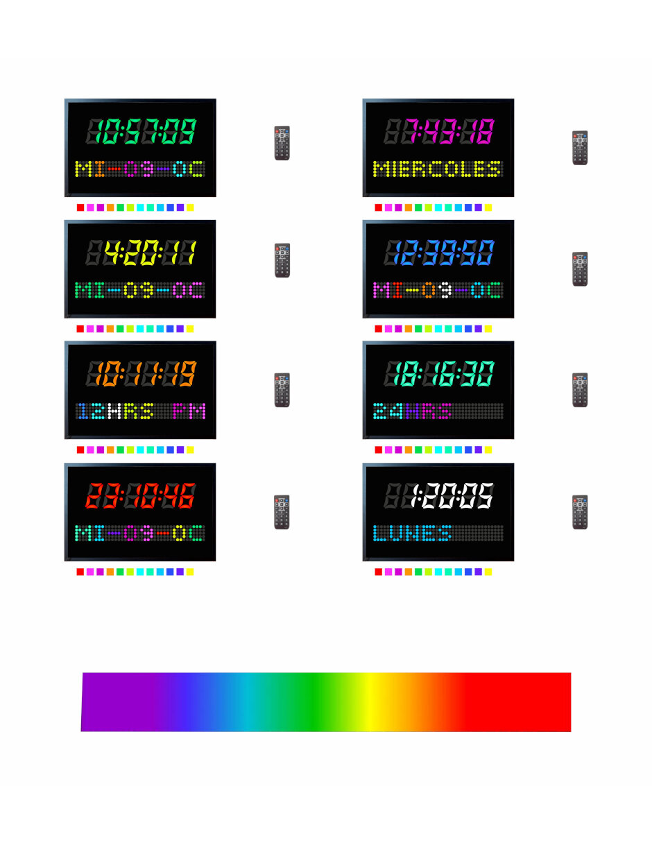 Reloj Digital De Pared RGB Con Control Remoto y Cronometro, Cambia de Color al gusto.