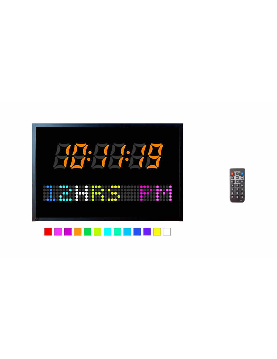 Reloj Digital De Pared RGB Con Control Remoto y Cronometro, Cambia de Color al gusto.