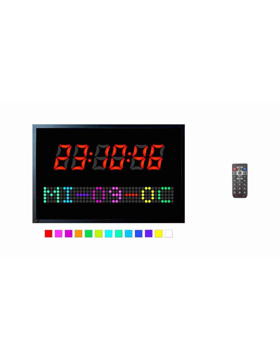 Reloj Digital De Pared RGB Con Control Remoto y Cronometro, Cambia de Color al gusto.