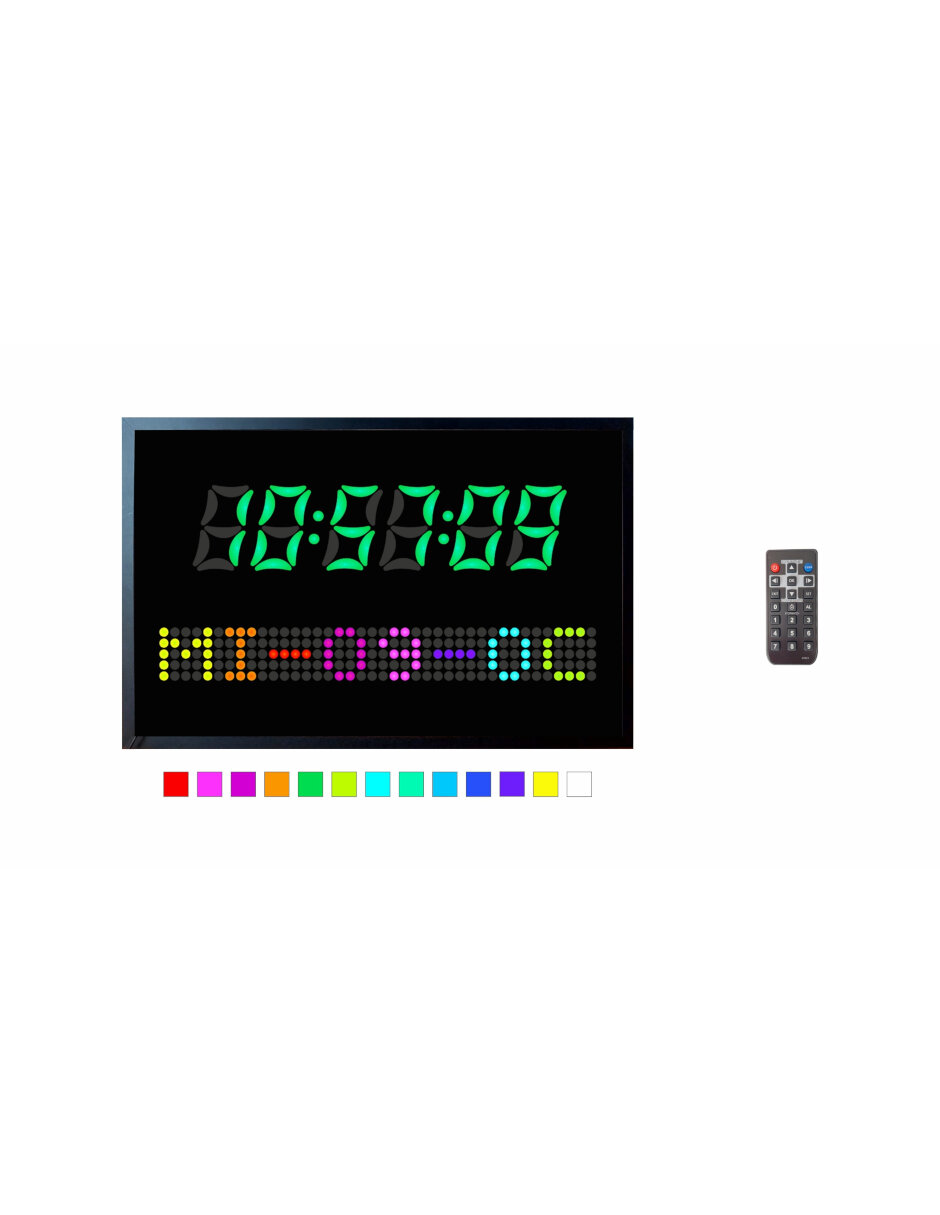 Reloj Digital De Pared RGB Con Control Remoto y Cronometro, Cambia de Color al gusto.