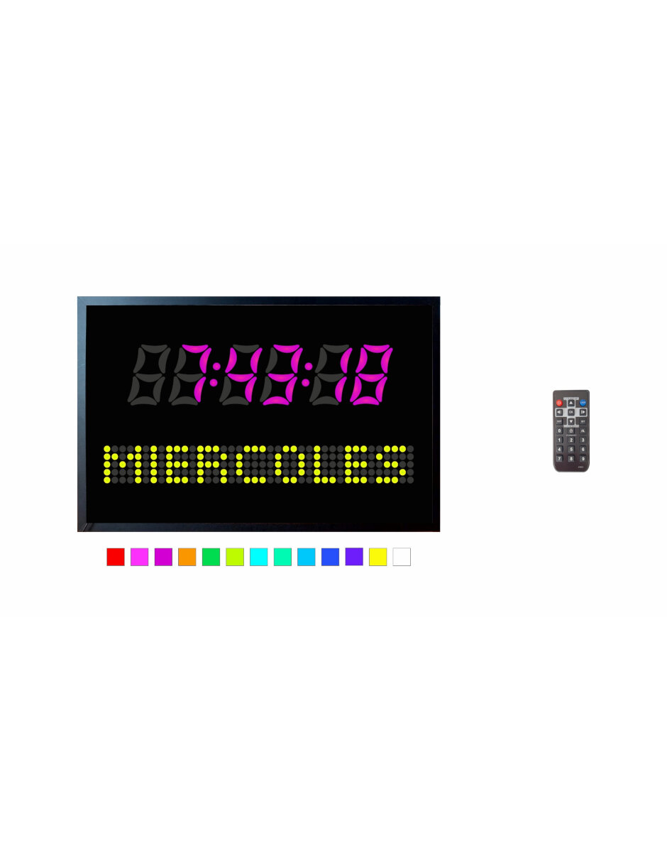 Reloj Digital De Pared RGB Con Control Remoto y Cronometro, Cambia de Color al gusto.