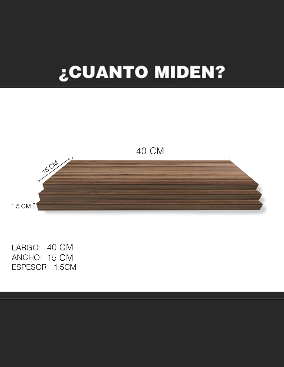 Set de 3 Repisas Flotantes 40 x 15 cm Nogal Terracota